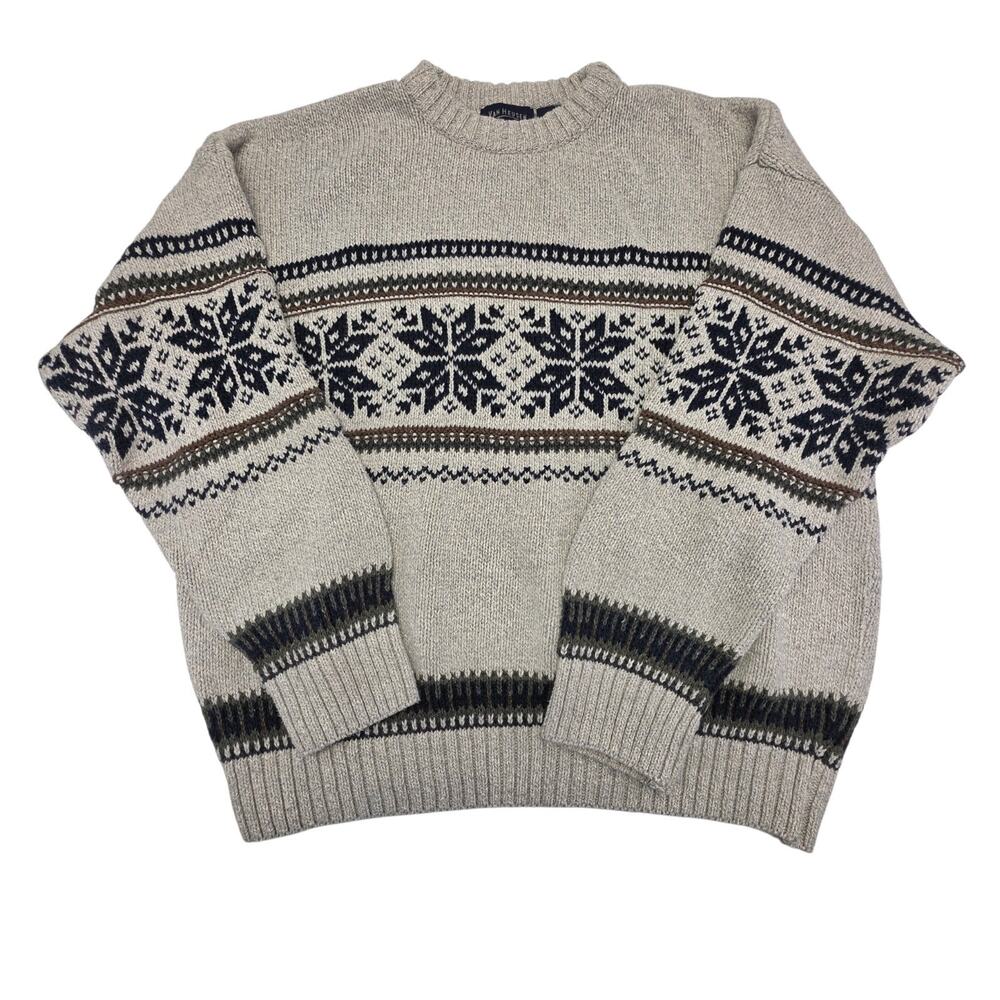 Vintage Van Heusen Sweater Mens XL Pullover Crew Neck Fair Isle Holiday Ski